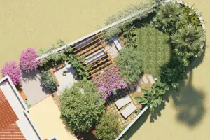 Gartenplanung für eine mediterrane Villa Gartenplanung für eine mediterrane Villa mit Pergola, Sitzbereichen und mediterraner Bepflanzung